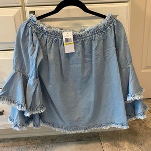 Bell sleeve denim top